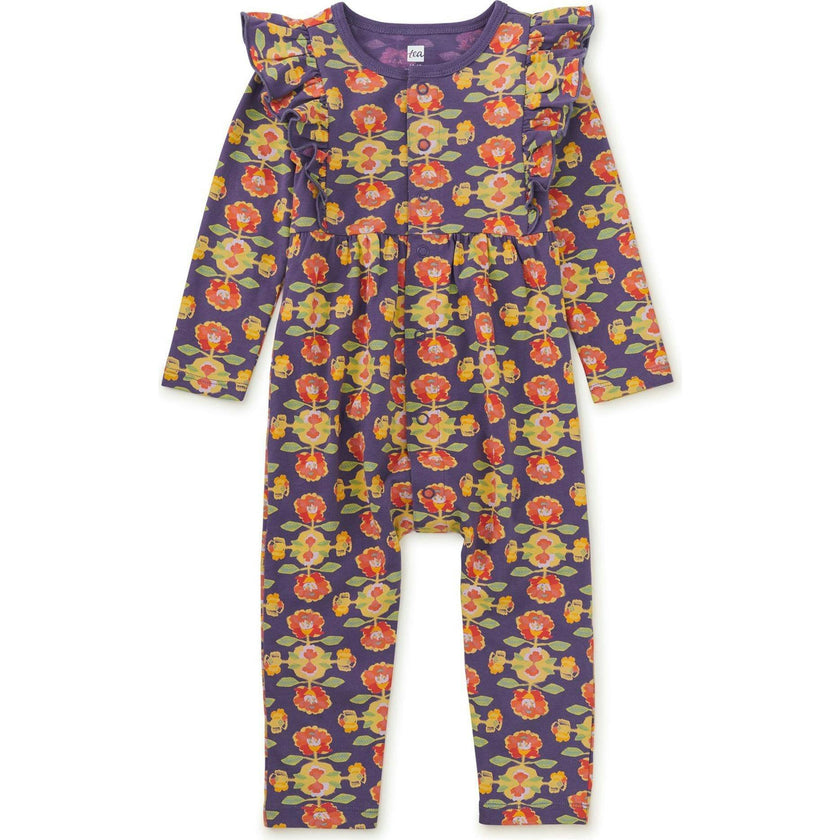Snap Front Ruffle Baby Romper, Pink
