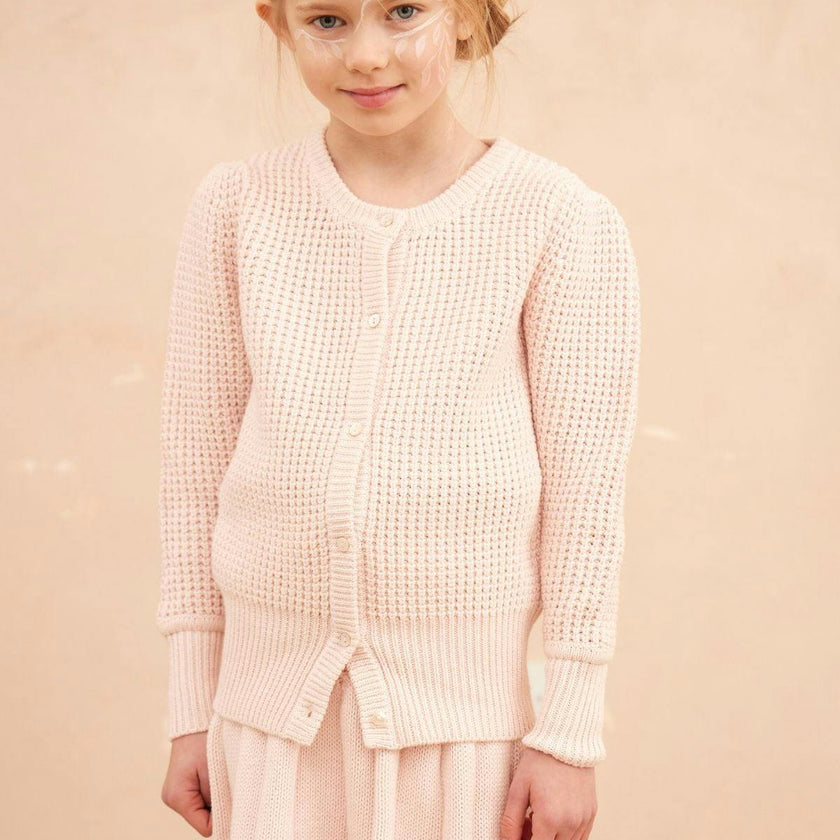 Waffle Knit Cardigan | Blush
