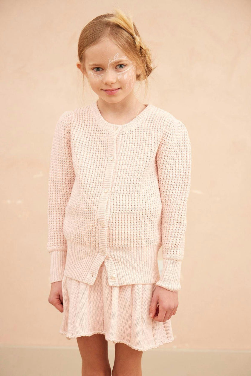 Waffle Knit Cardigan | Blush