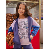 Colorblock Long Sleeve Kangaroo Pocket Hoodie, Purple