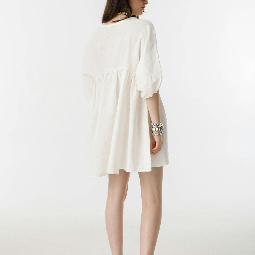 Alcala Linen Dress - Off White