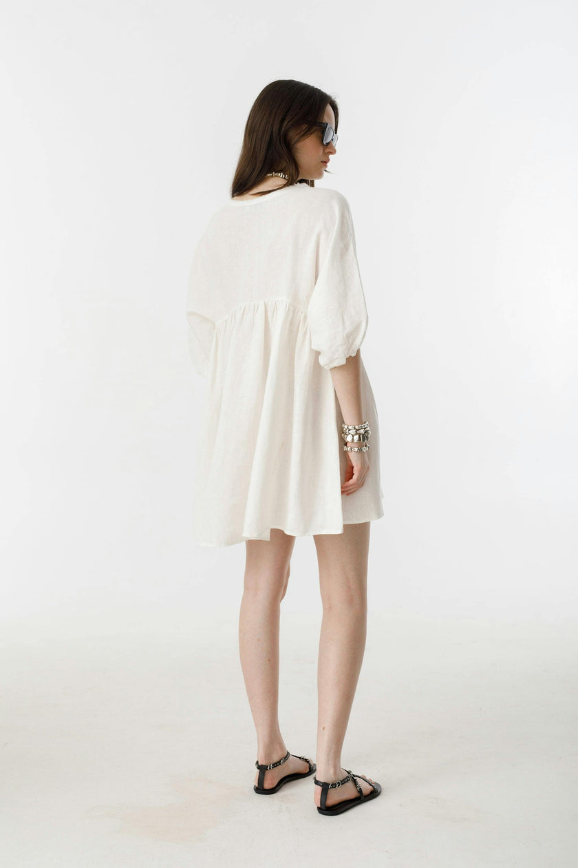 Alcala Linen Dress - Off White