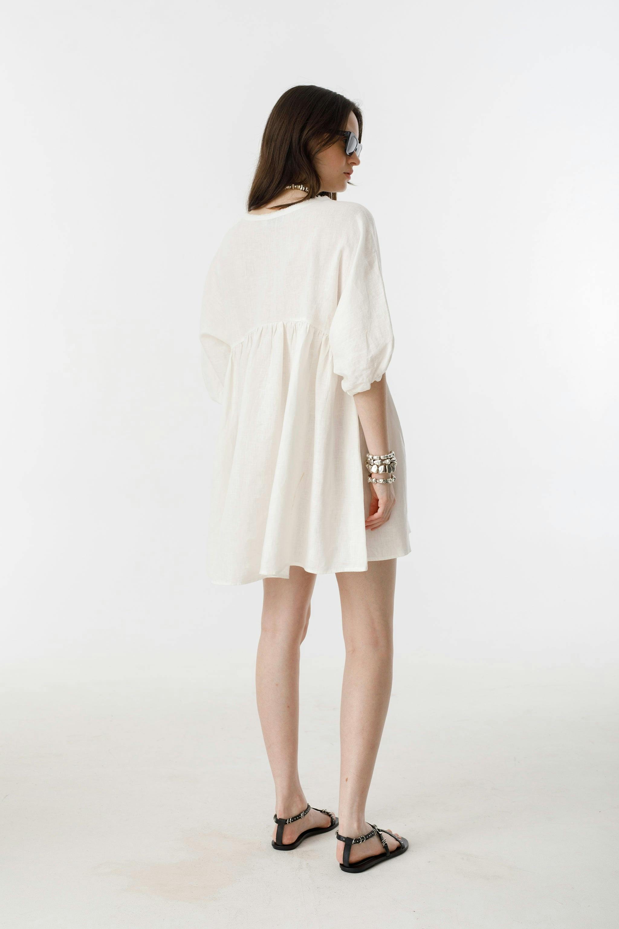 Alcala Linen Dress - Off White