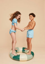 Sky Blue Bandana Boys' Swim Shorts