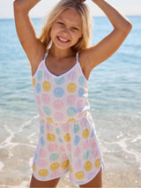 Happy Emoji Beaded Hearts Romper