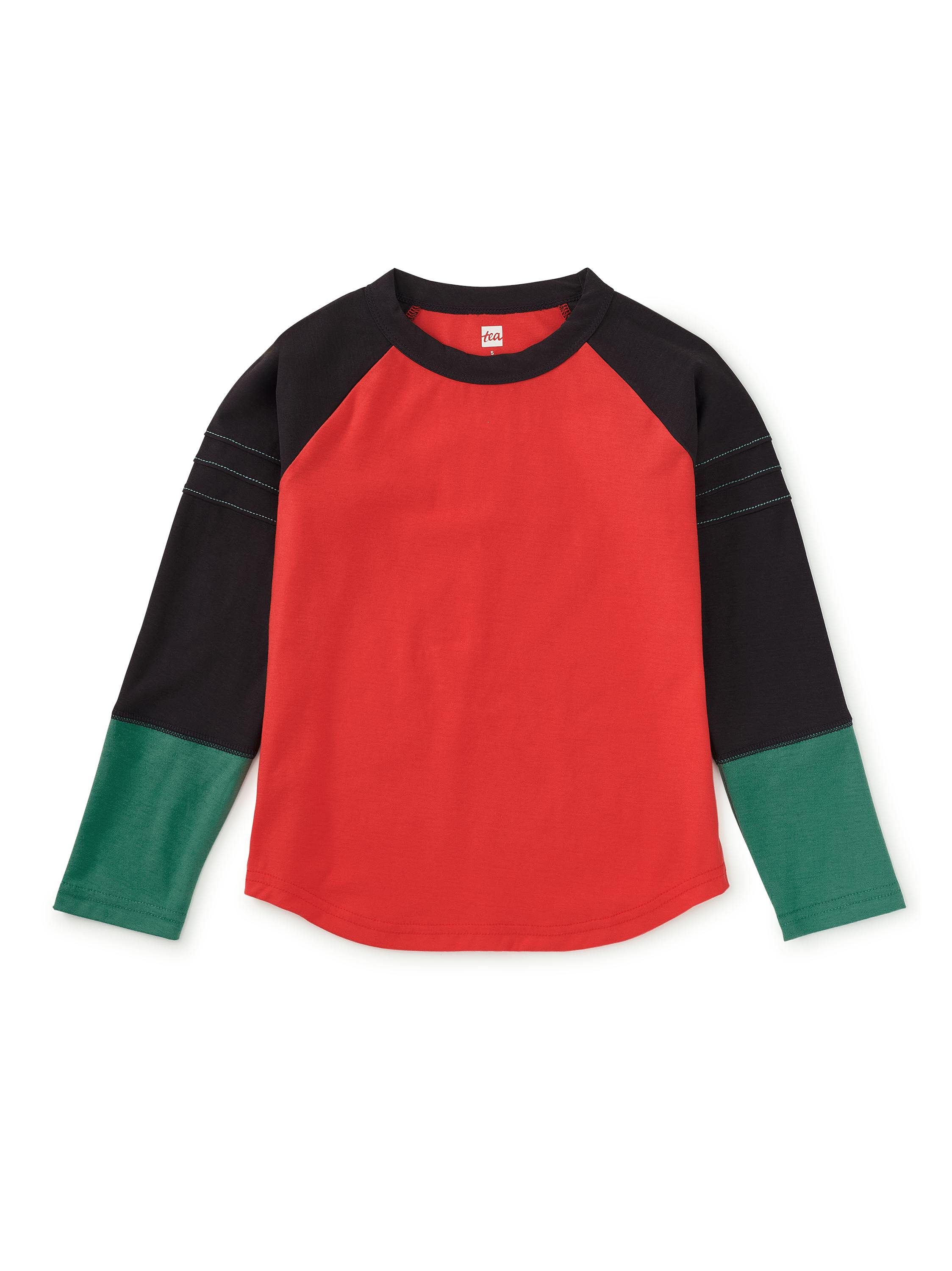 Explorer Colorblock Raglan Top, Scarlet