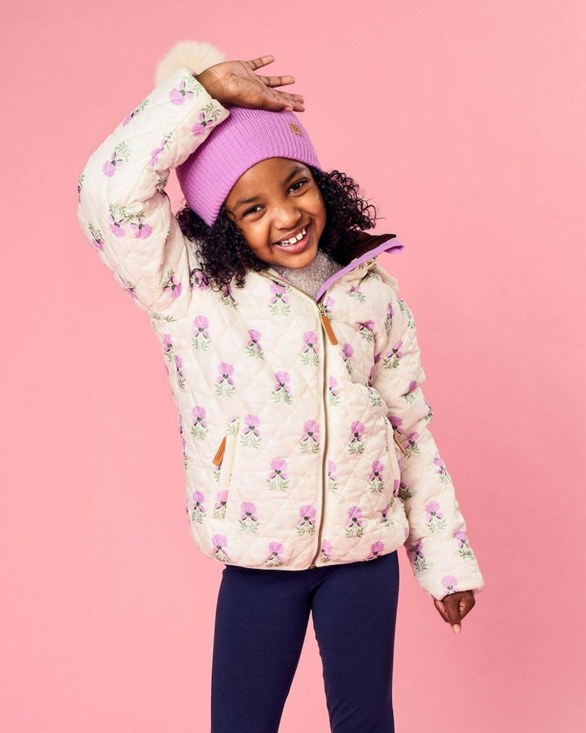 Kids Puffer Jacket in Winter White Marigold