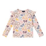 Girls Print Long Sleeve Top | Pink Bows