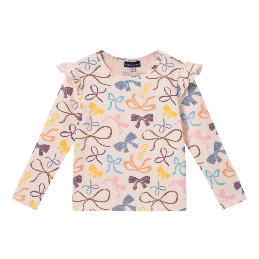 Girls Print Long Sleeve Top | Pink Bows