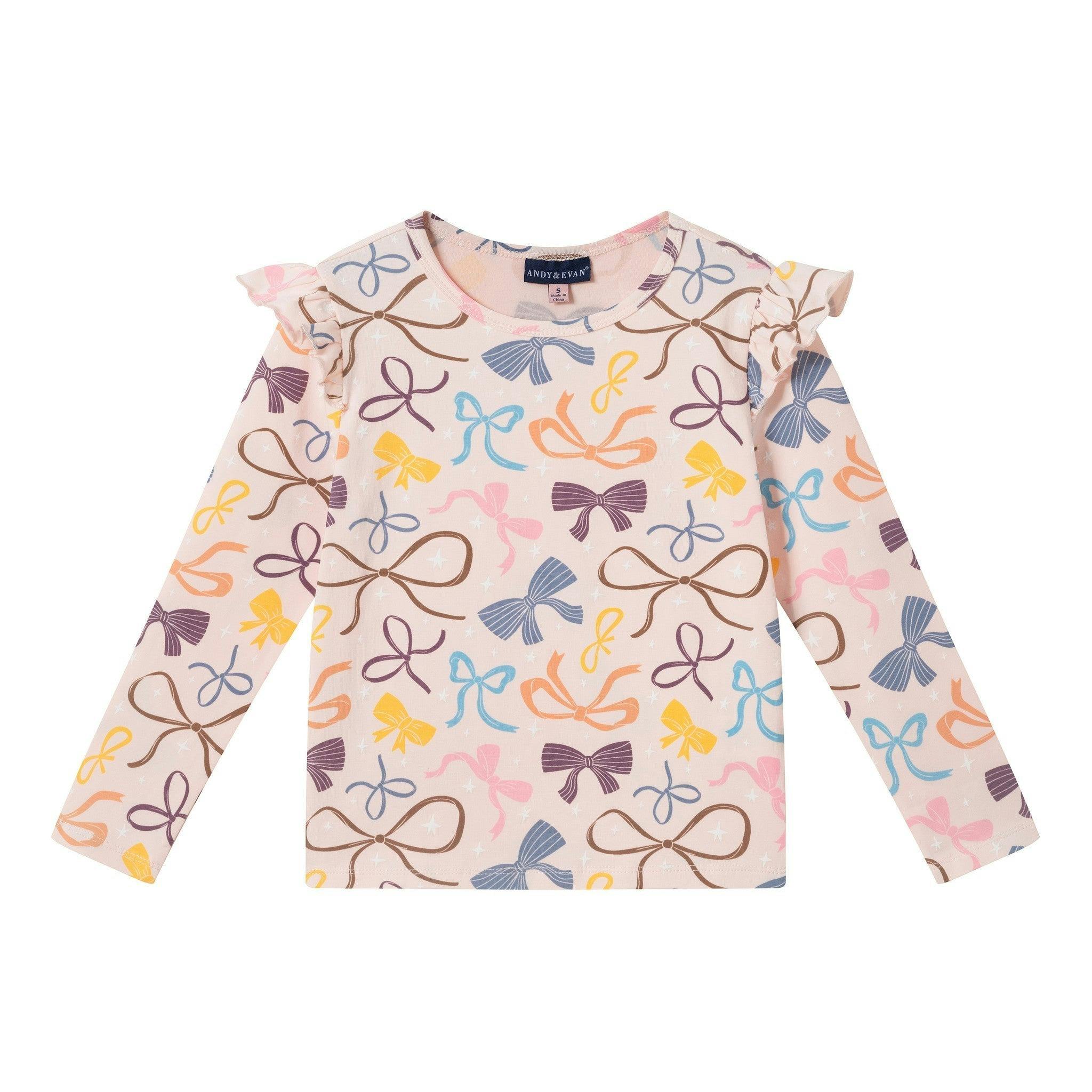 Girls Print Long Sleeve Top | Pink Bows