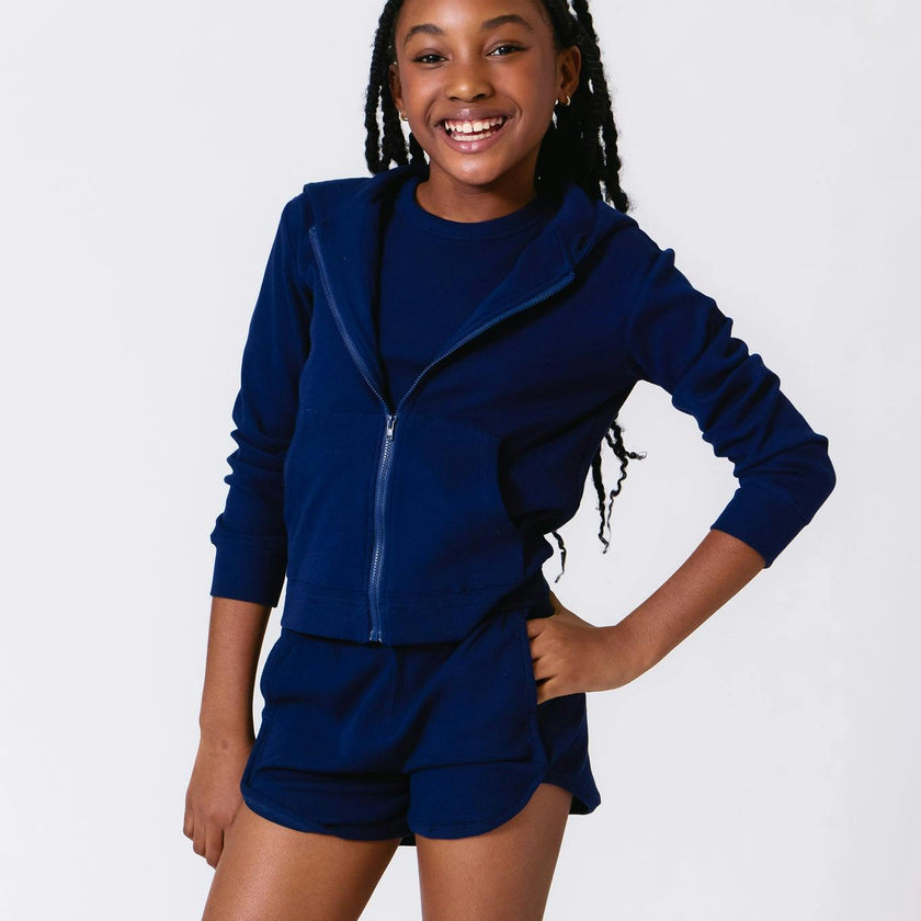 Girls Rib Shorts in Black