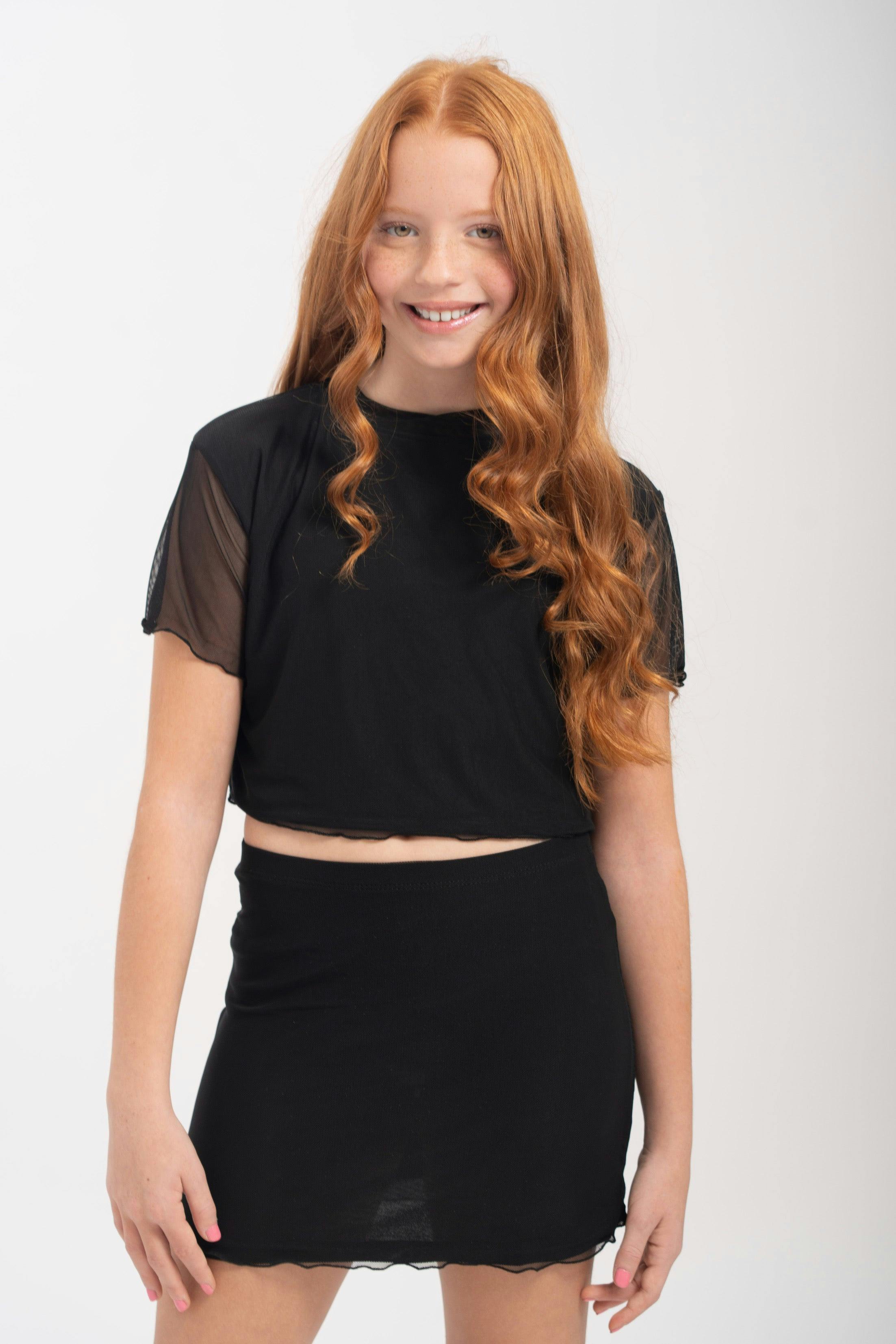 Girls 2 Piece Mesh Skirt Set