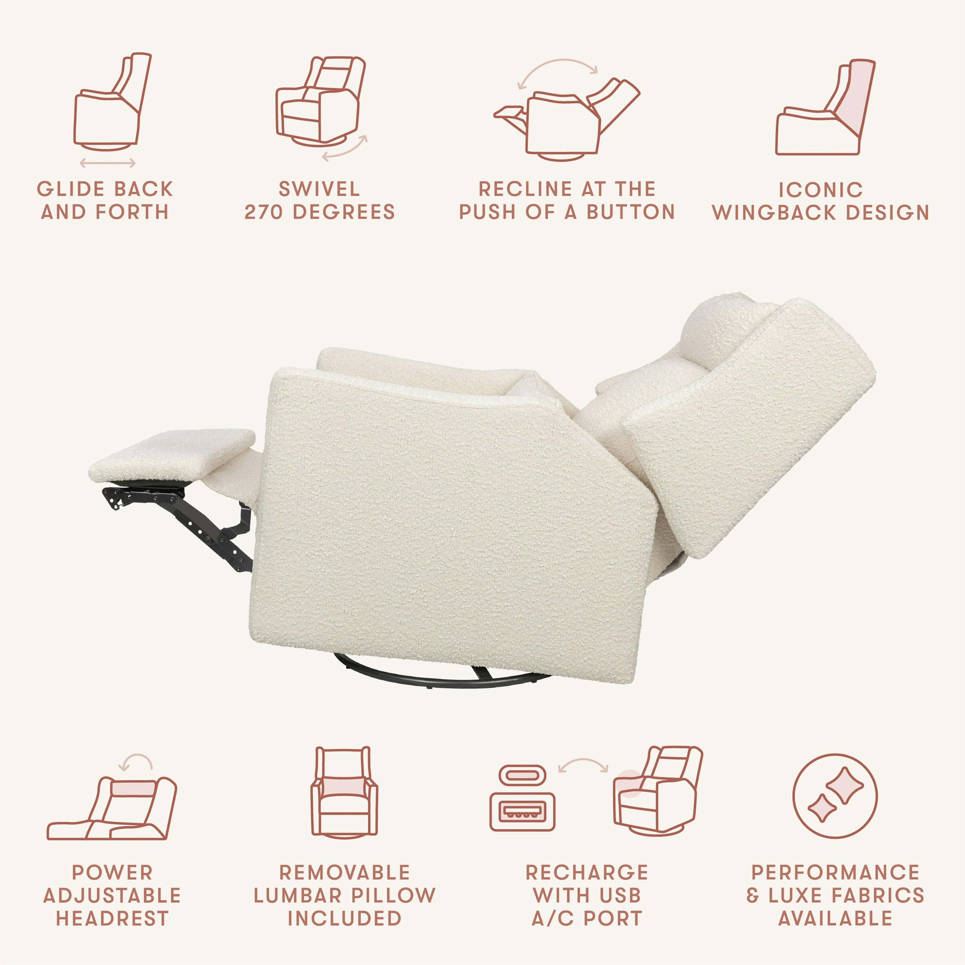 Babyletto Kiwi Plus Power Recliner and Swivel Glider with Power Adjustable Headrest and USB Port