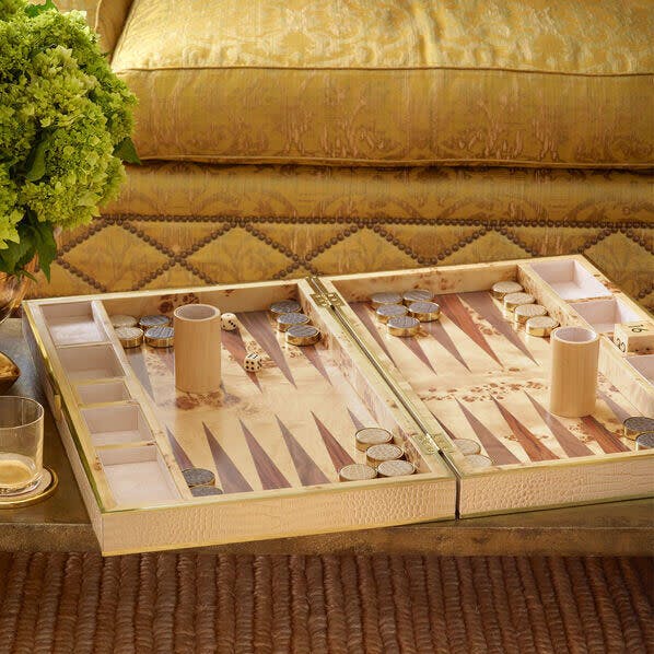 Croc Leather Backgammon Set
