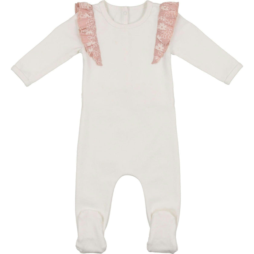 Print Shoulder Ruffle Footie