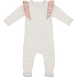 Print Shoulder Ruffle Footie