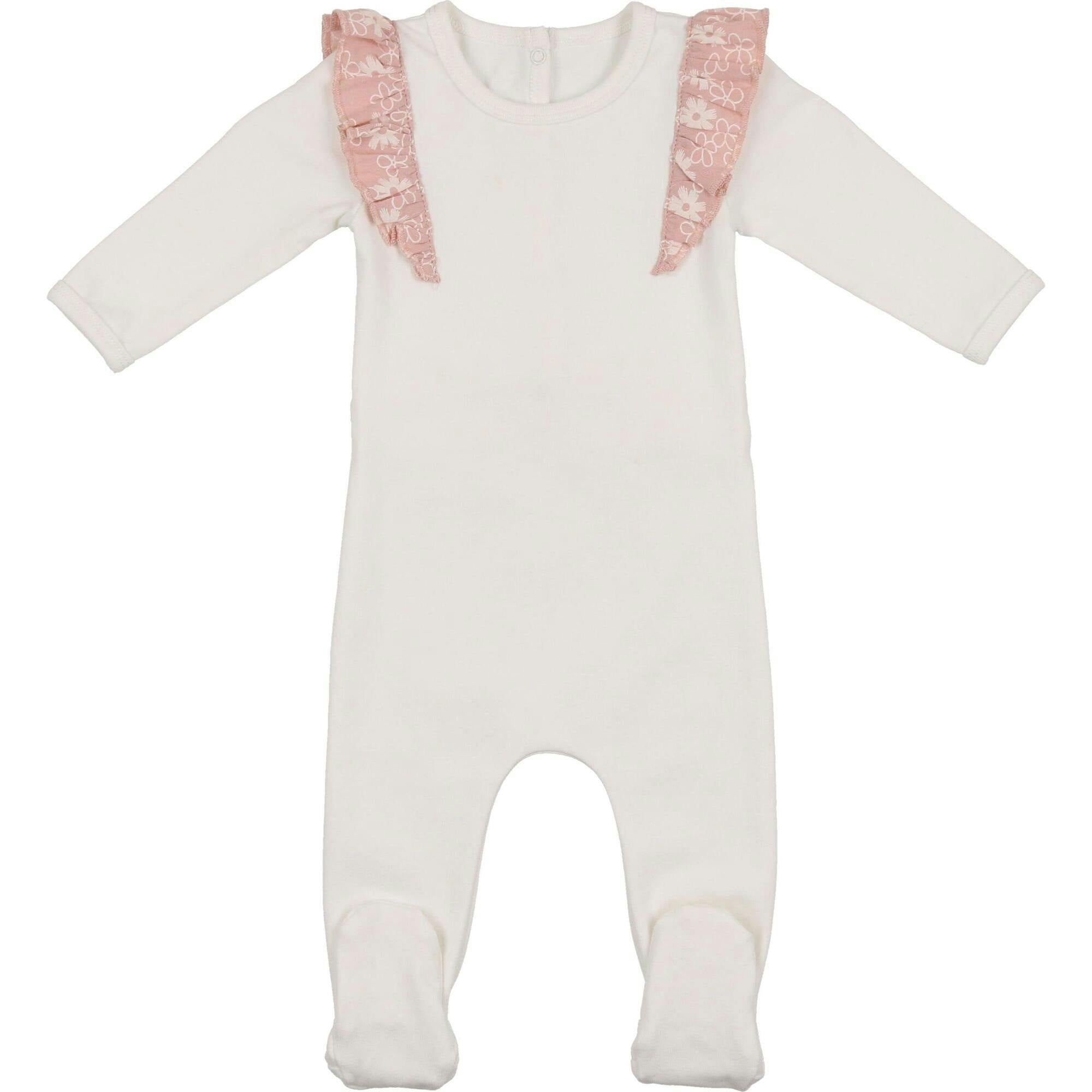 Print Shoulder Ruffle Footie