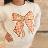 Cinnamon Plaid Bow Patch Sweatshirt