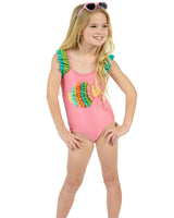 The Coral Reef Ruffle - Little Girls Pink Fish One Piece