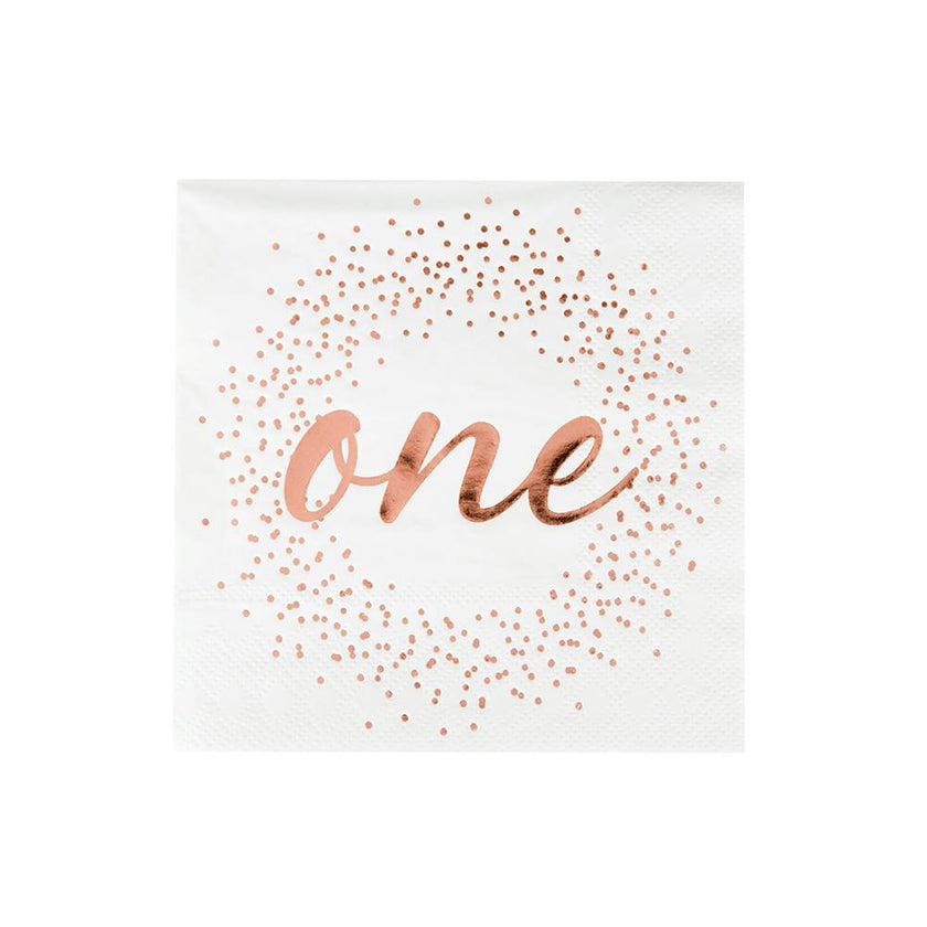 Milestone Rose Gold Onederland Cocktail Napkins