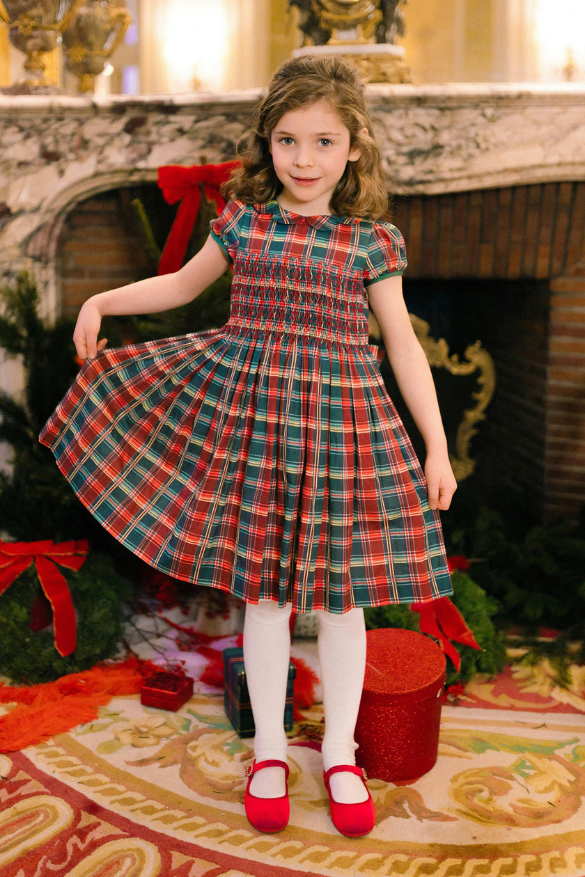 VICTOIRE TARTAN SMOCKED DRESS
