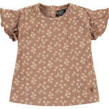 Flutter Sleeve All-Over Floral Graphic Print T-Shirt