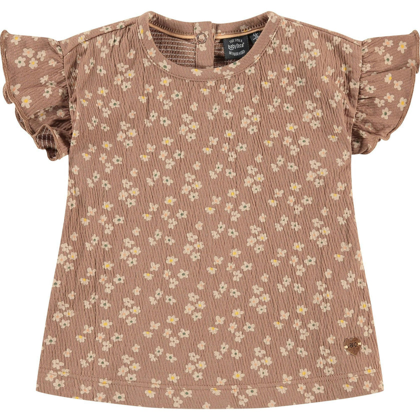 Flutter Sleeve All-Over Floral Graphic Print T-Shirt