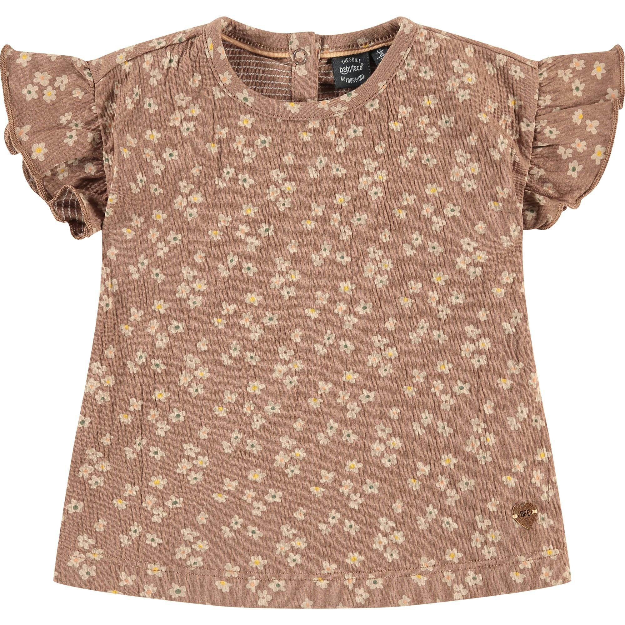 Flutter Sleeve All-Over Floral Graphic Print T-Shirt