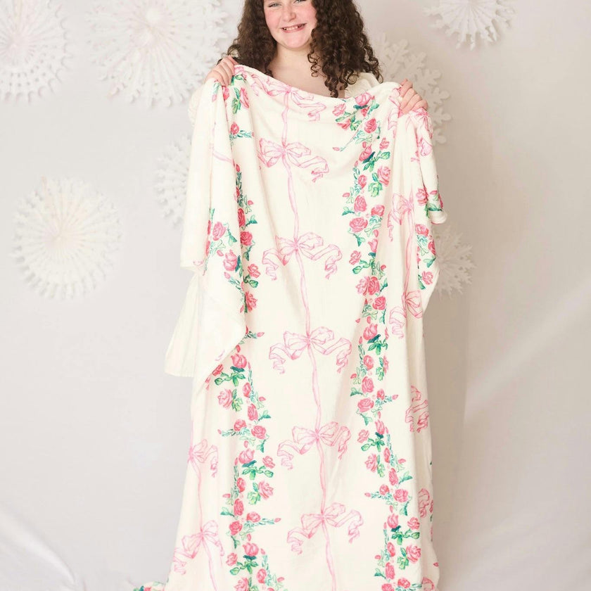 Floral Bow Minky Blanket