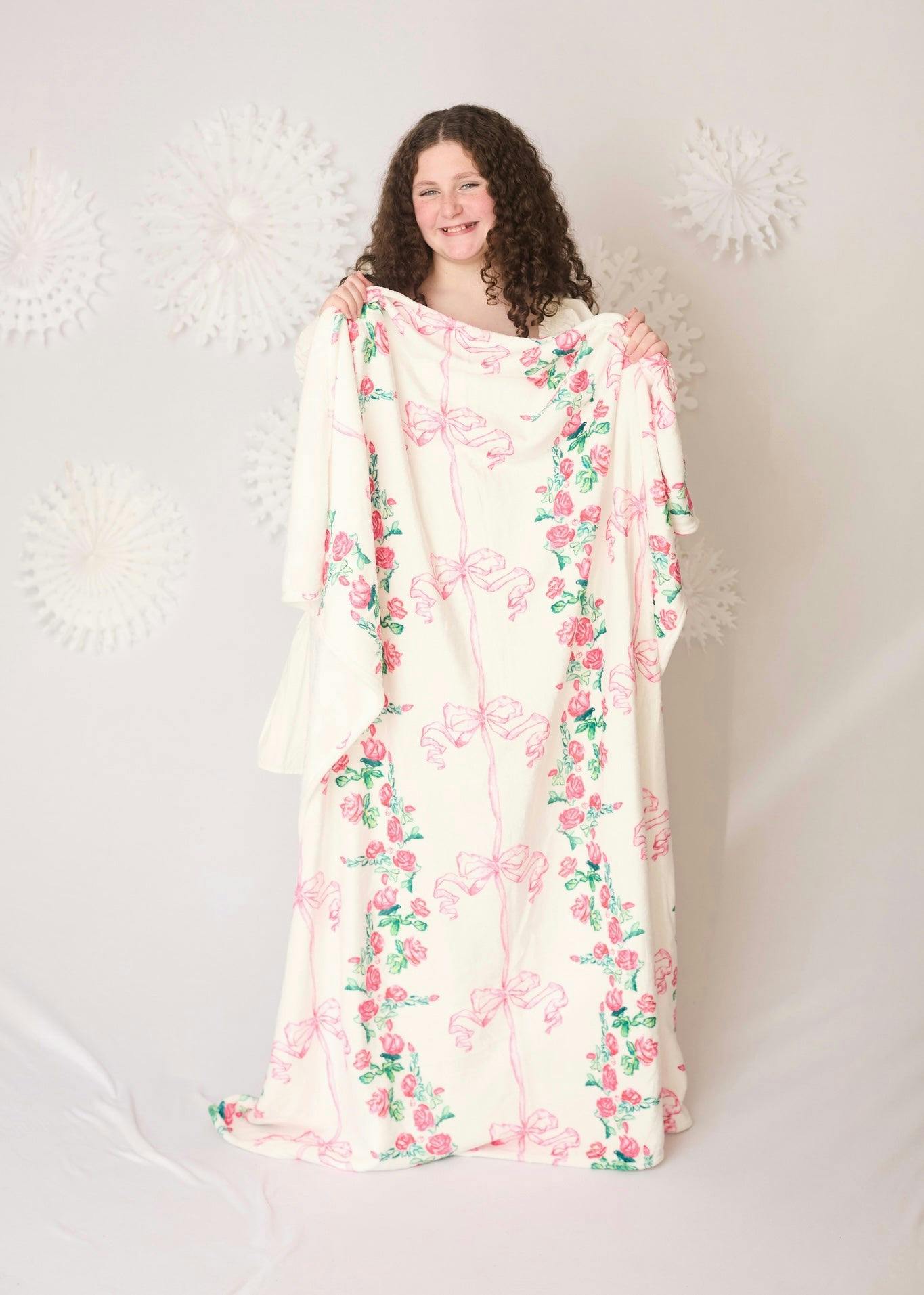 Floral Bow Minky Blanket