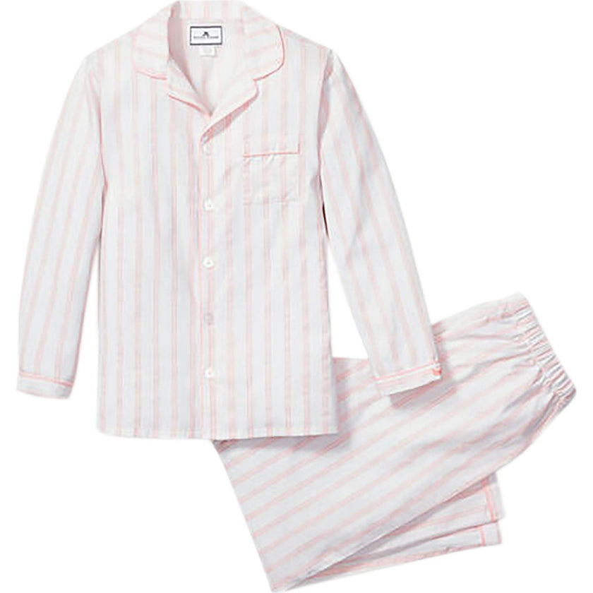 Kid's Twill Pajama Set in Pink Stripe