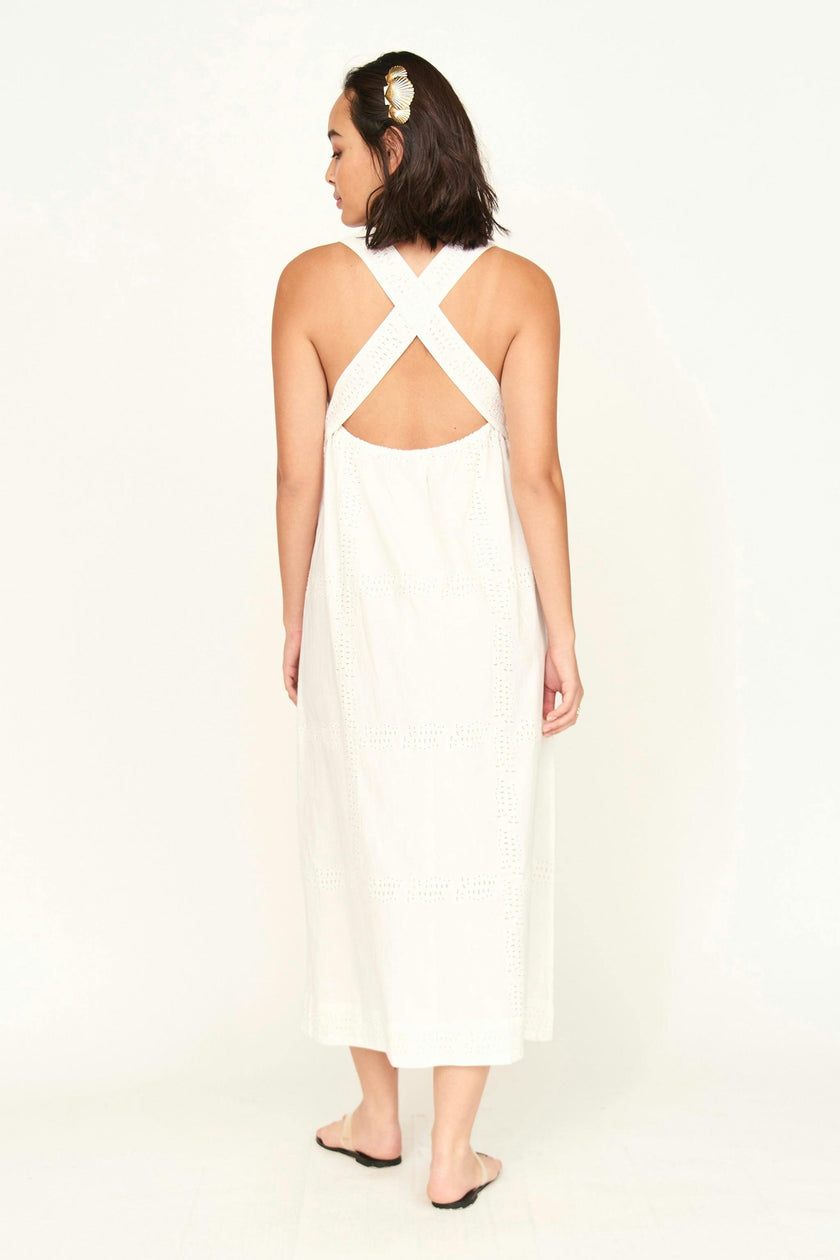Ica Dress in White Marine Eyelet