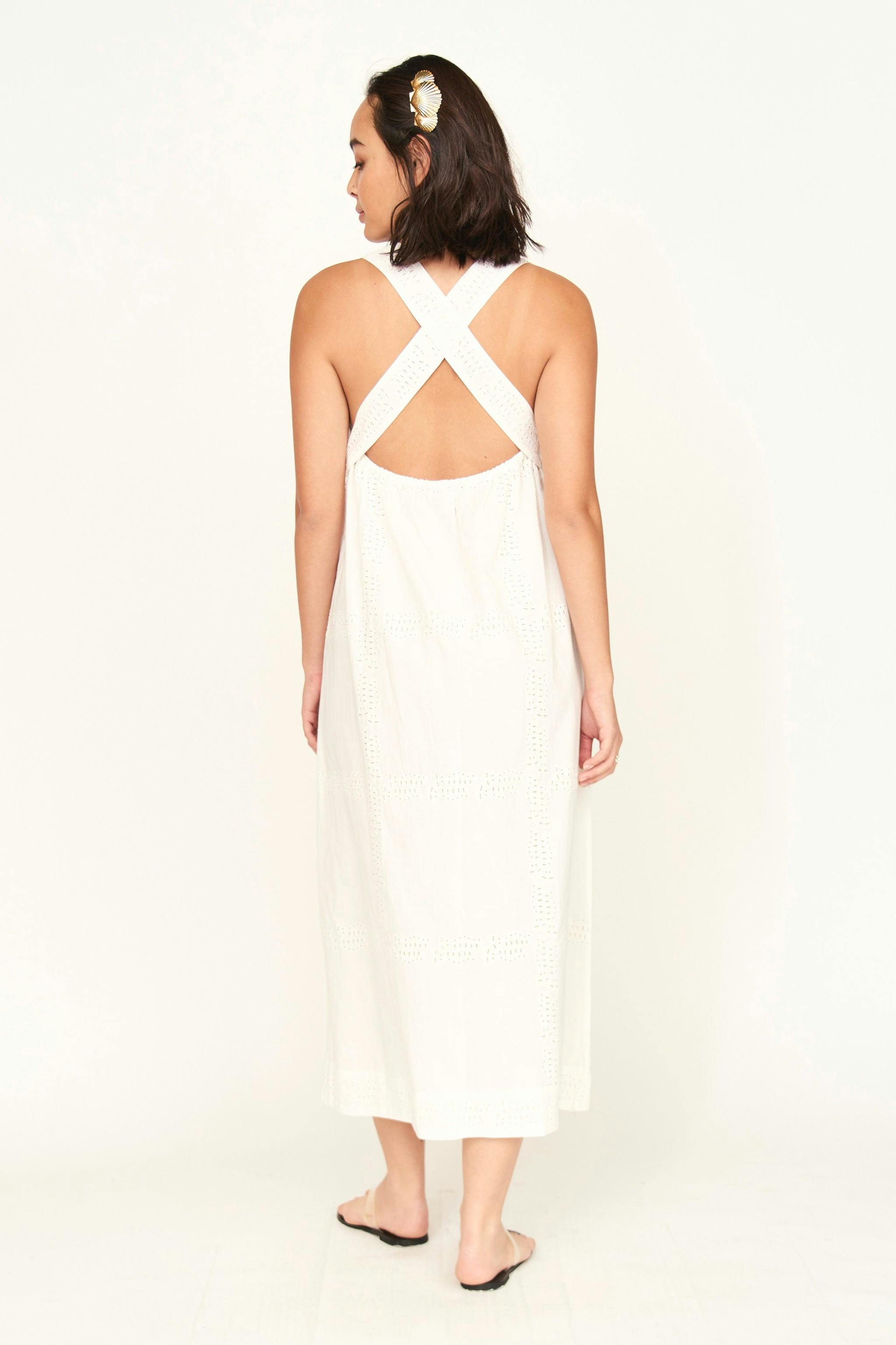 Ica Dress in White Marine Eyelet