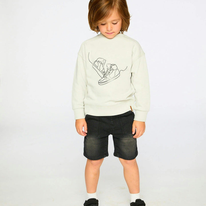 French Terry Denim Shorts