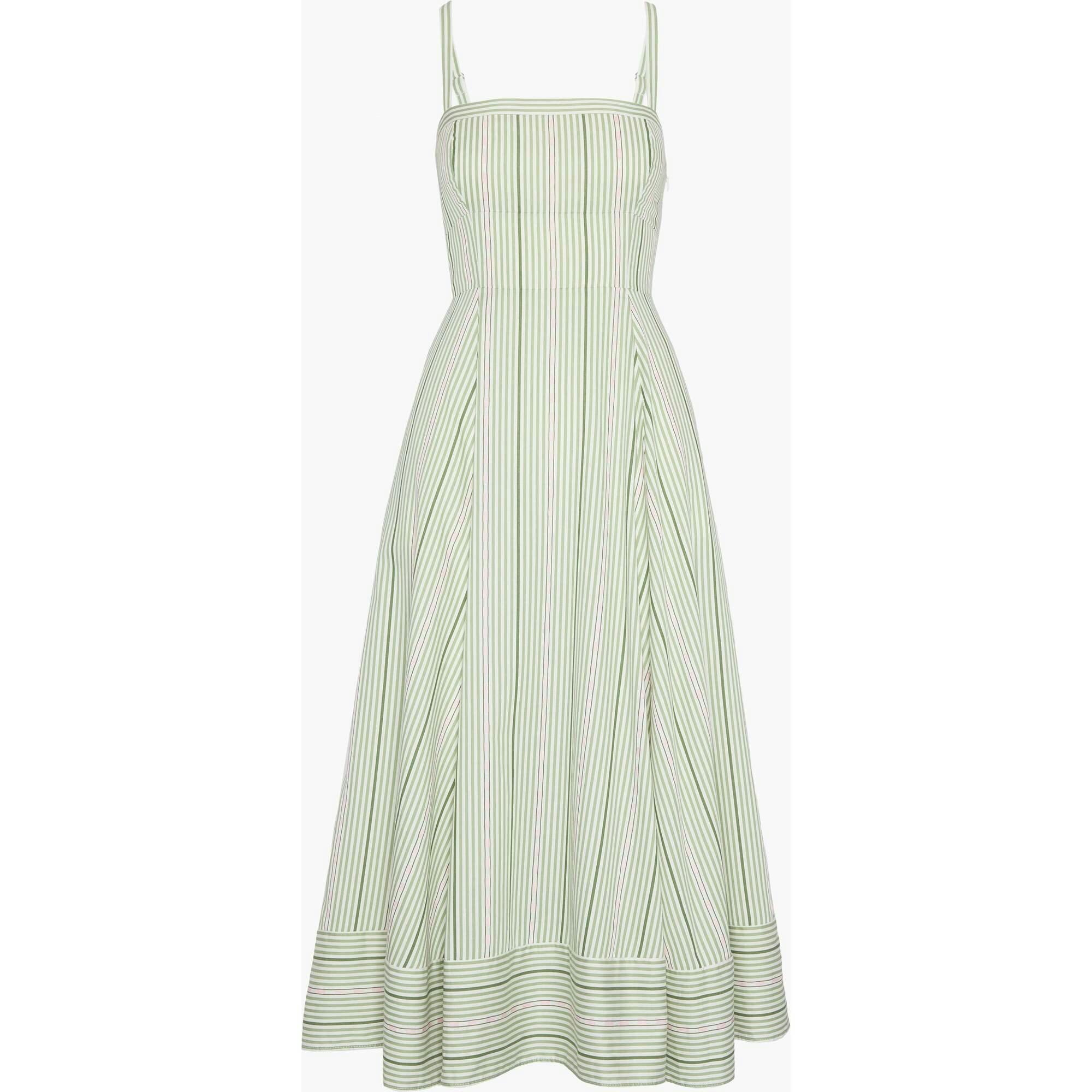 The Margot Dress - Green Jacquard Stripe