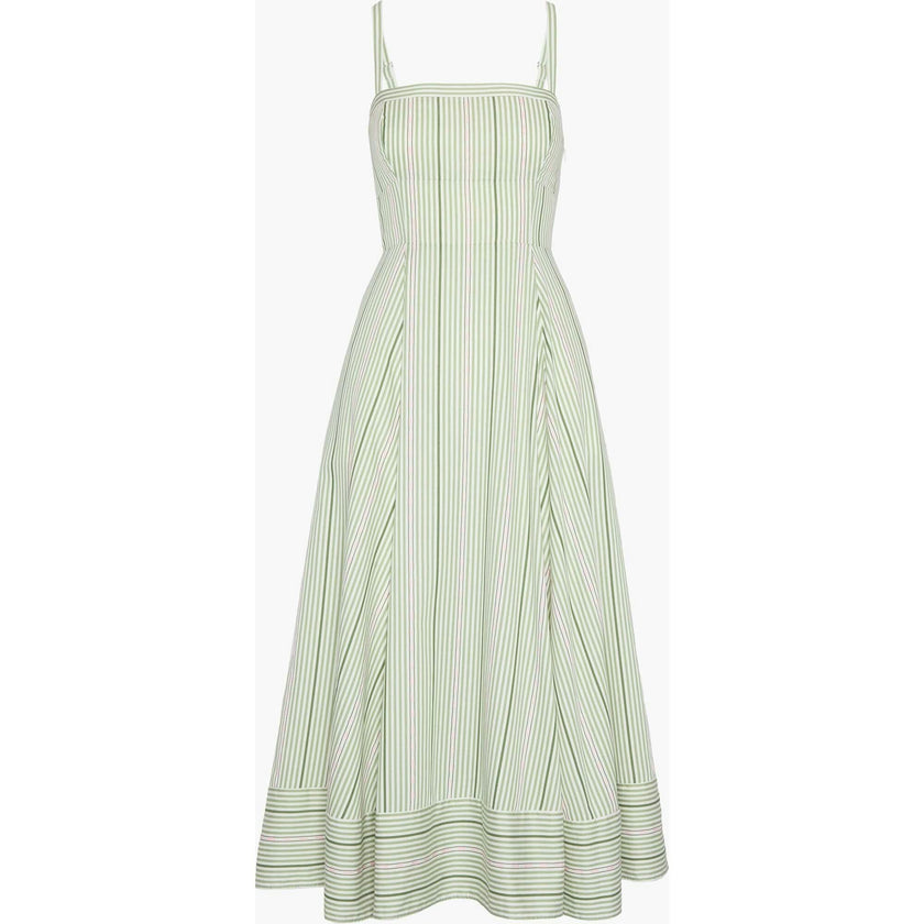 The Margot Dress - Green Jacquard Stripe