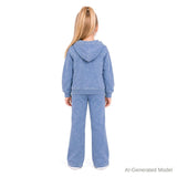 Girls (4-6X) Knit Denim Hoodie Set | Light Wash Blue