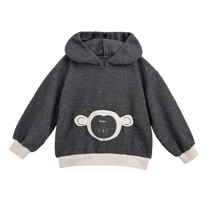 Dark Gray Bear Hoodie Set