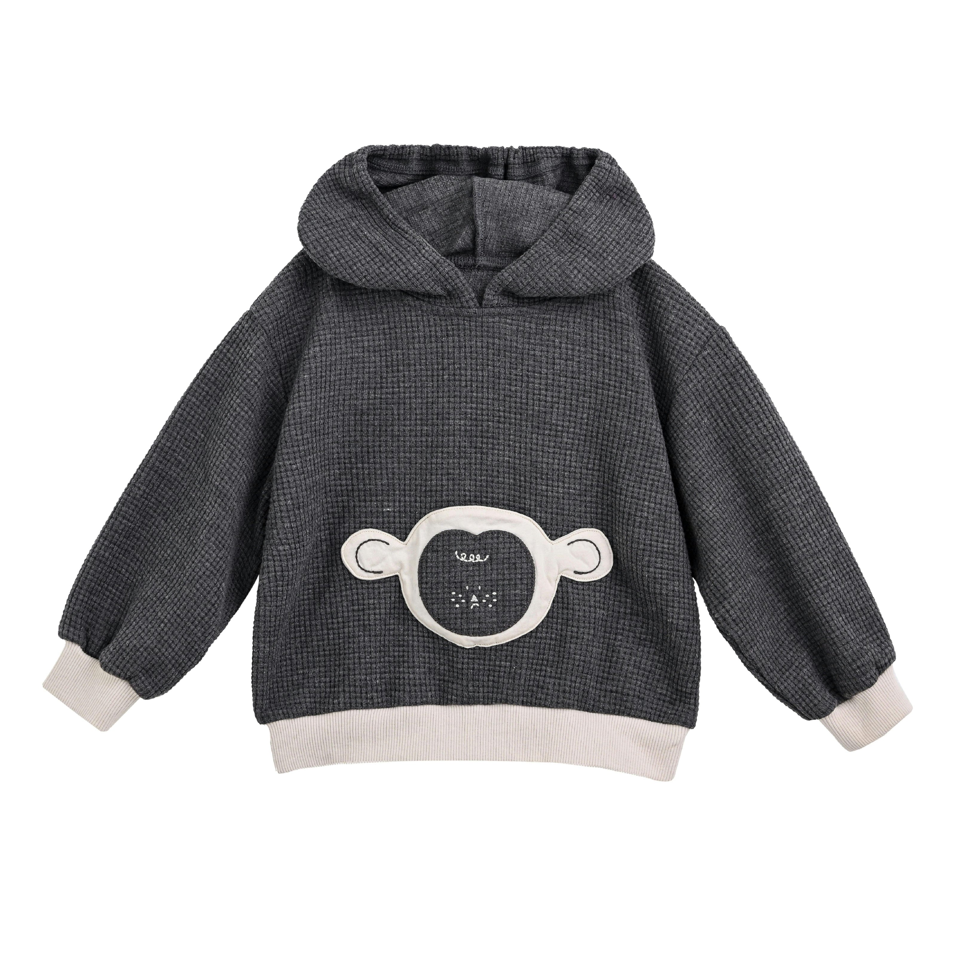 Dark Gray Bear Hoodie Set