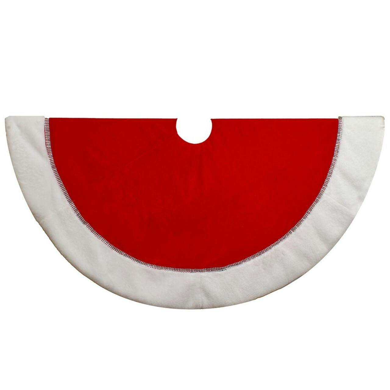 Kurt Adler 48-Inch Traditional Red with White Border Tree Skirt