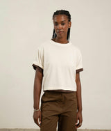 Womens Relaxed Crop Tee - Pigment Dye Jersey - Bone
