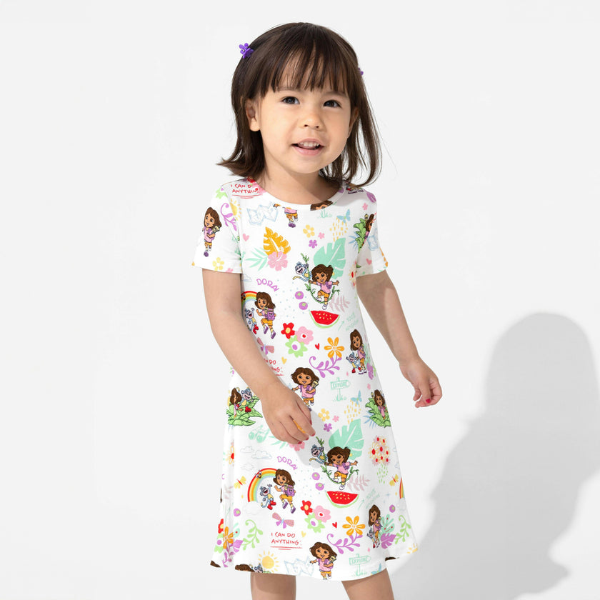 Dora: Tropical Dreams Bamboo Girls' Short Sleeve Dress