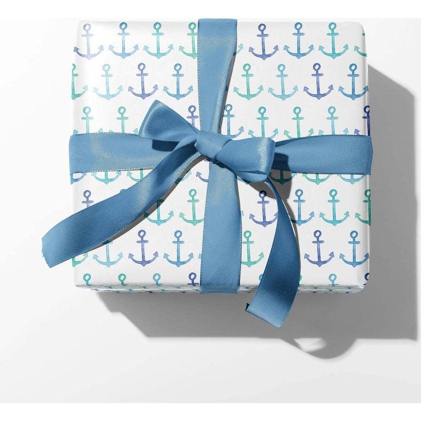 Blue Anchors Coastal Gift Wrap