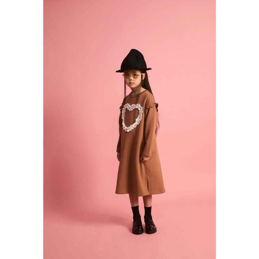 Lace Heart Dress Dark Brown