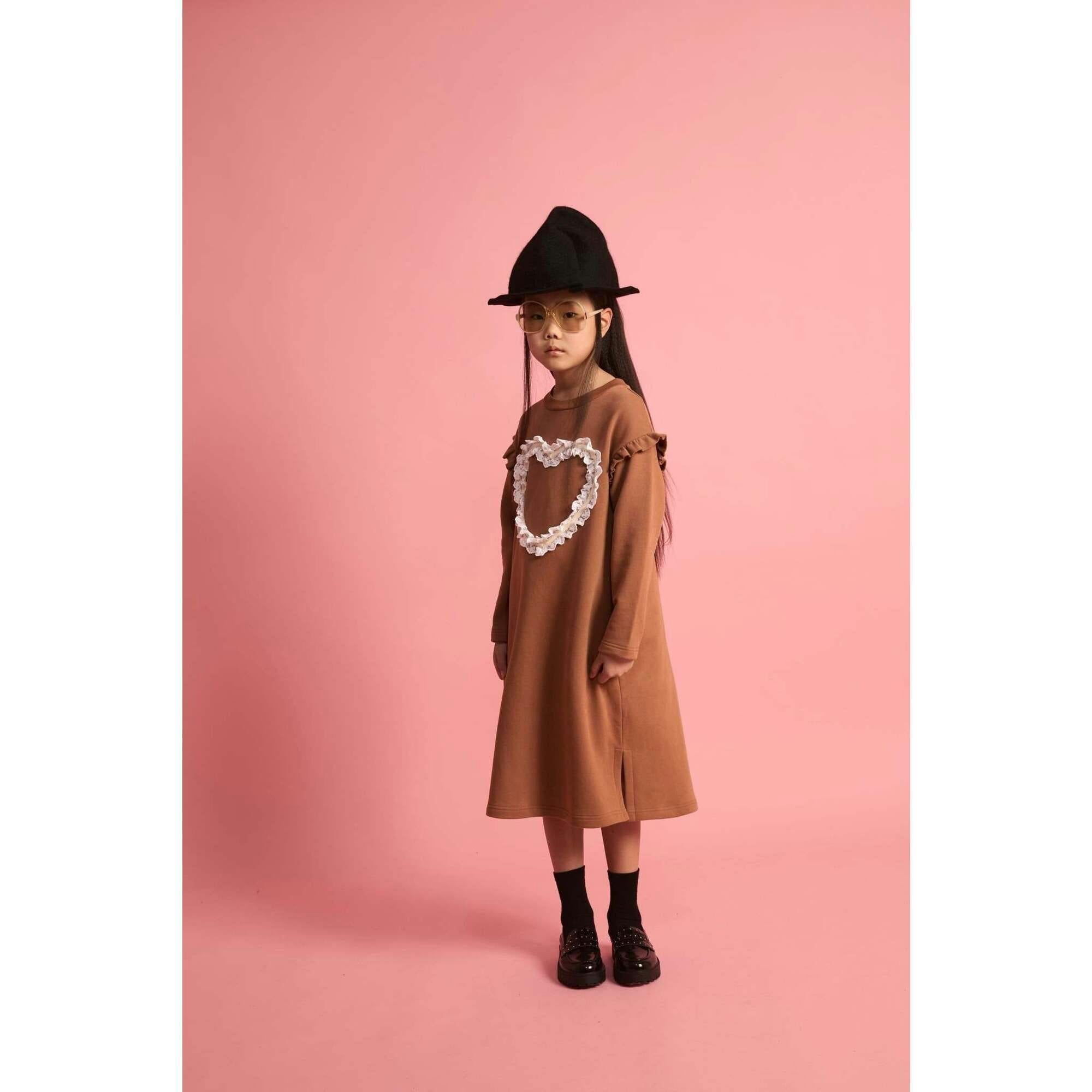 Lace Heart Dress Dark Brown