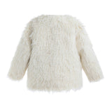 Cream Faux Fur & Wool Bow Coat