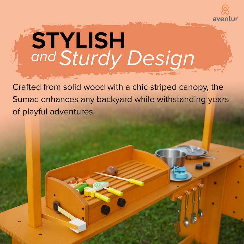 Avenlur Sumac Outdoor Wooden Play Market, Root View Planter, Mud Kitchen & Grill Station