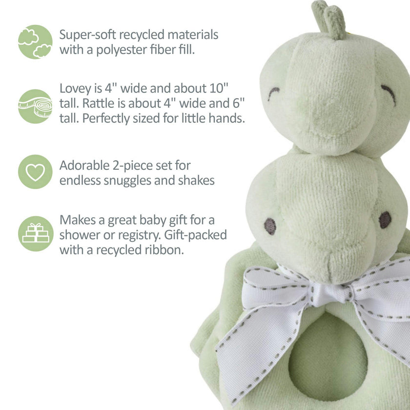 SNUGGLE + SHAKE - Baby Lovey Security Blanket Toy and Rattle Set