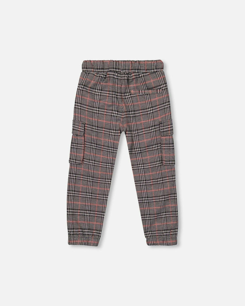Plaid Cargo Pant Gray And Black