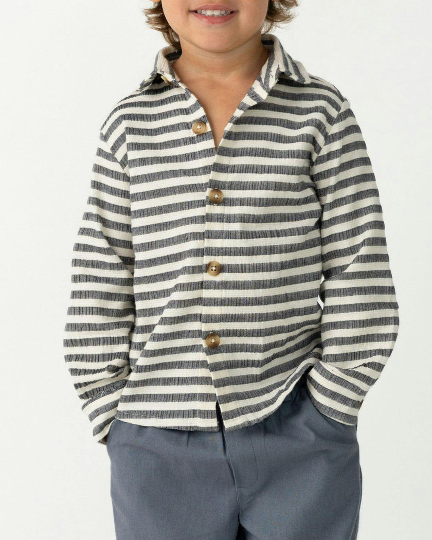 Leom Shirt | Blue Marine - White Striped